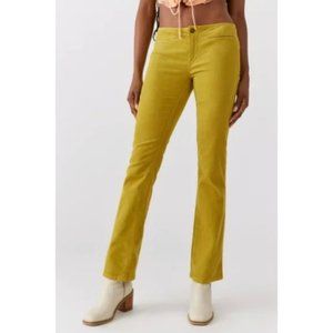 Urban Outfitters BDG Elodie Corduroy Flare Pant in Green Low Rise Pockets Sz 26